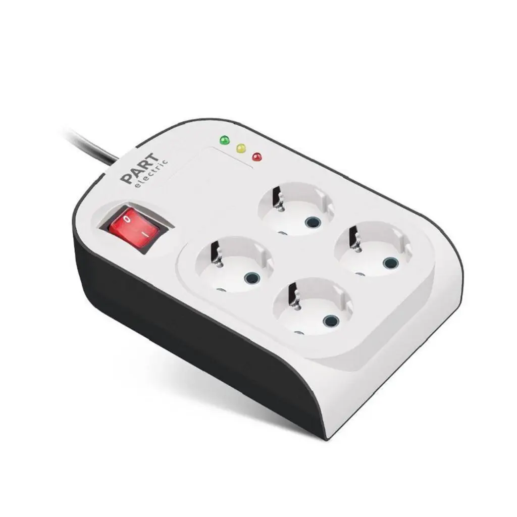 محافظ ولتاژ 4 خانه ارت دار کابل 3 متری - پارت الکتریک کد 8792